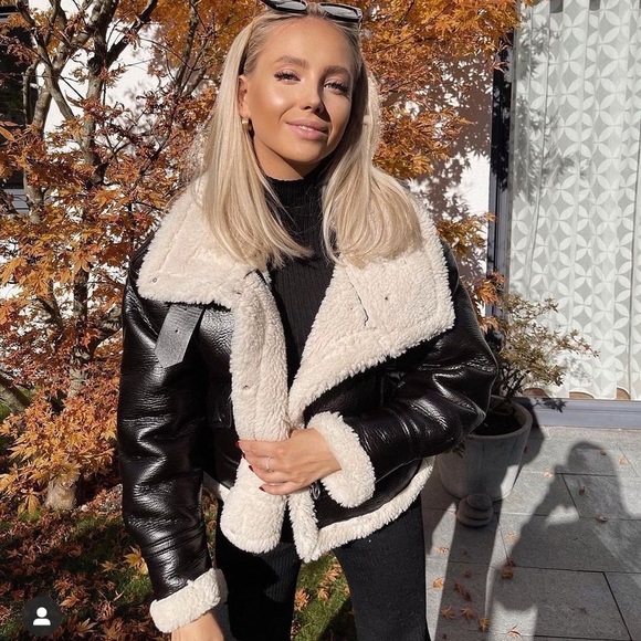 🔥LAST 1 LEFT!!🔥  ZARA NWT Bloggers Favorite Faux Leather Fleece Collar Jacket - Picture 8 of 16